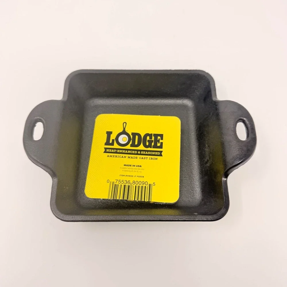 Lodge 5 Inch Square Cast Iron Mini Server - Heat-Enhanced &‎ Seasoned - USA Made